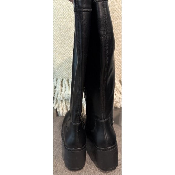 BLONDO ROUSE Size 8 Black Waterproof Leather Knee-High Lug Platform Boots - Picture 8 of 16